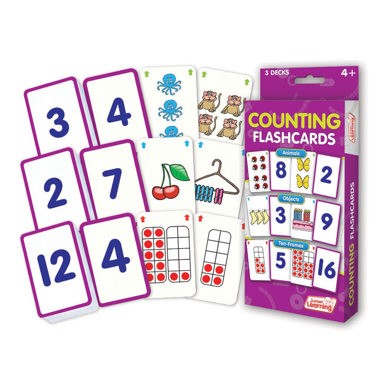 Counting Flashcards Junior Learning for Ages 4+, Kindergarten Learning, Math, Perfect for Home School, Educational Resources